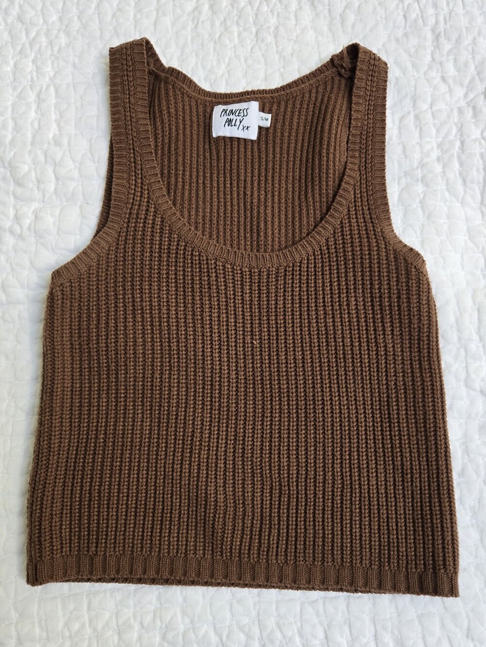 Princess Polly Brown Ribbed Tank Top